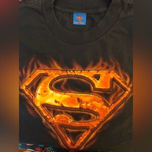 Vintage Flame Logo Superman T-Shirt, Size L/XL